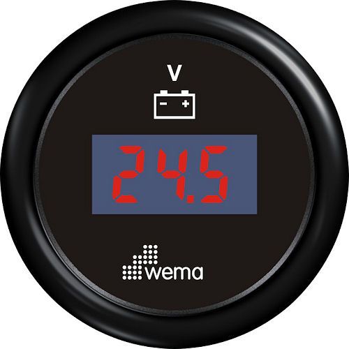 Wema, Voltmeter, Svart, Ø 58 mm, IP67, LED-belysning (1 st.)