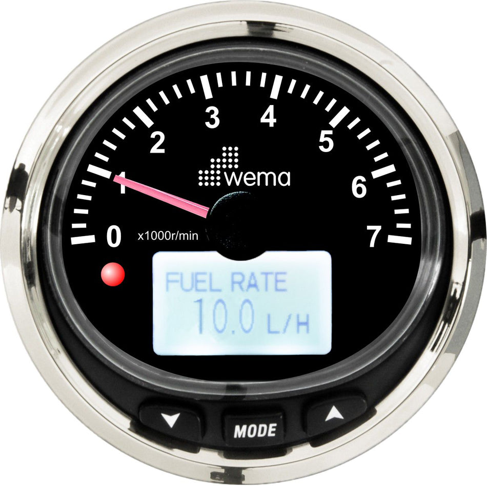 Wema, Varvräknare 7000 rpm NMEA2000, IP67, Ø 97/85 mm, Svart