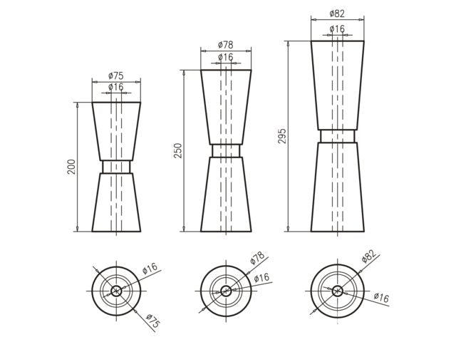 Talamex, V-köl rulle PU 200mm ø75mm 16mm