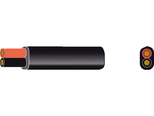 Platte pvc kabel zwart 2x2.50mm² rood/zwart