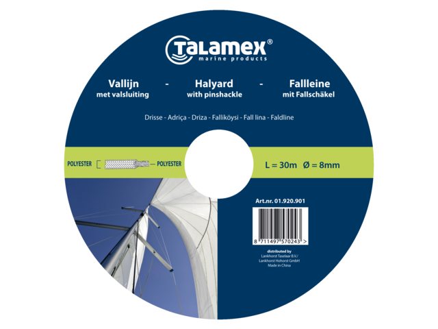 Vallijn met valsluiting wit/blauw 10mm 33m