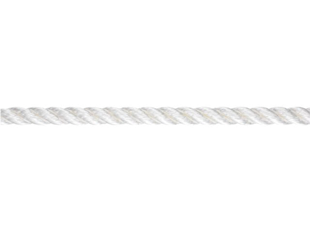 Talamex by Liros, Tiptolon 3-slået Nylon Ankerline, Hvid, Synkende – Størrelse: 4mm, 500 Meter