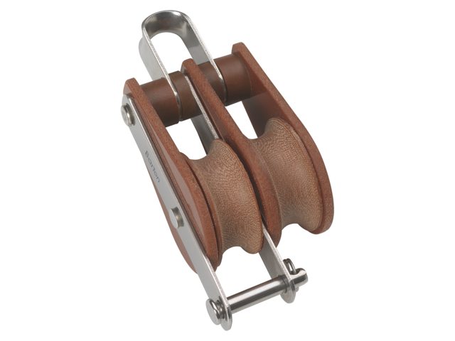 Blok tufnol met beugel en hondsvot 2-schijfs 30mm voor lijn 10mm