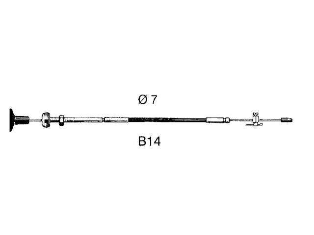 Ultraflex, Kontrolkabel B14, 70 mm, L13- og L14-stik, Fast knap – Størrelse: 5,19 M (17 fod)