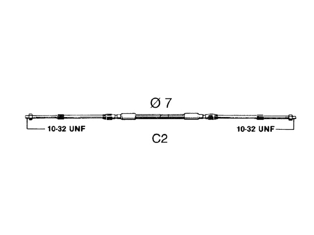 Ultraflex, Kontrolkabel C2, Slaglængde 87 mm - Kompatibel med Indenbordsmotorer, Sterndrev og Påhængsmotorer – Størrelse: 3,97 M (13 fod)