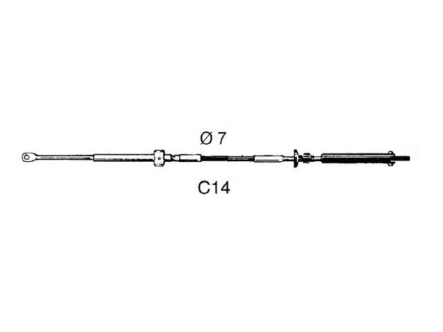 Ultraflex, C14 Motor Kontrol Kabel, 75 mm, Kompatibel med Johnson, Evinrude, OMC motorer, 1979 og fremefter – Størrelse: 2,44 M