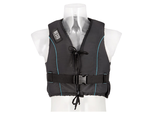 Besto, Dinghy Zipper, helt sort/aqua striber, 50N – Størrelse: XS