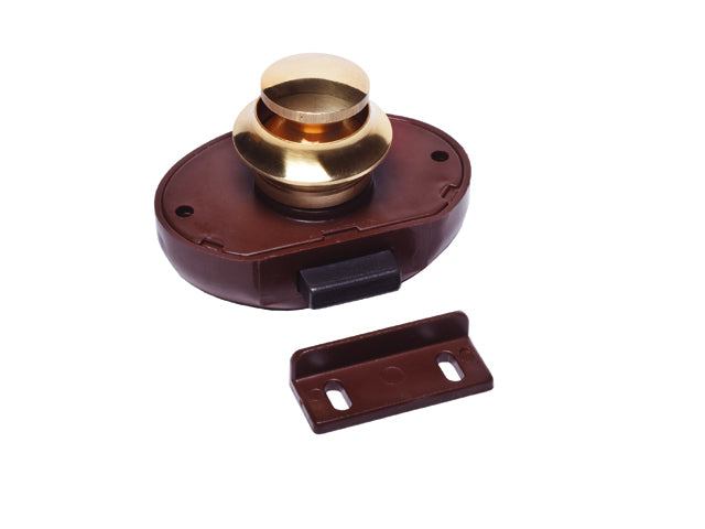 Foresti & Suardi, Dørlås med Trykknap Messing, 70 x 45 mm, Brun/Br – Størrelse: 13mm