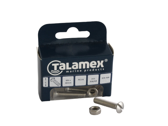 Talamex, Forhøjet Hovedskrue Cs, Rustfrit Stål AISI 316, 589081 – Størrelse: M6x40, 6 Stk