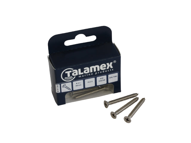 Talamex, Tankeskrue AISI 316, Philipskrue – Størrelse: 4,8x25, 6 Stk