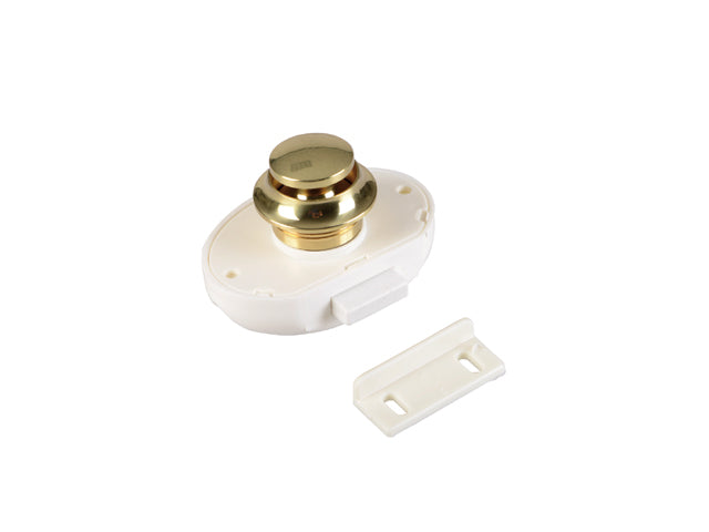 Foresti & Suardi, Dørlås med Trykknap Messing, Hvid/Brun, 70 x 45 mm – Størrelse: 13mm