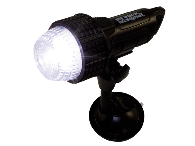 NauticPro.dk | Aqua Signal, AS 27 Serie Allround Sæt, Hvid LED, Højde 136,8mm, Sugekop 169mm, C-klemme 69mm, 1W, Ikke inkl. 4x1,5 AAA batterier